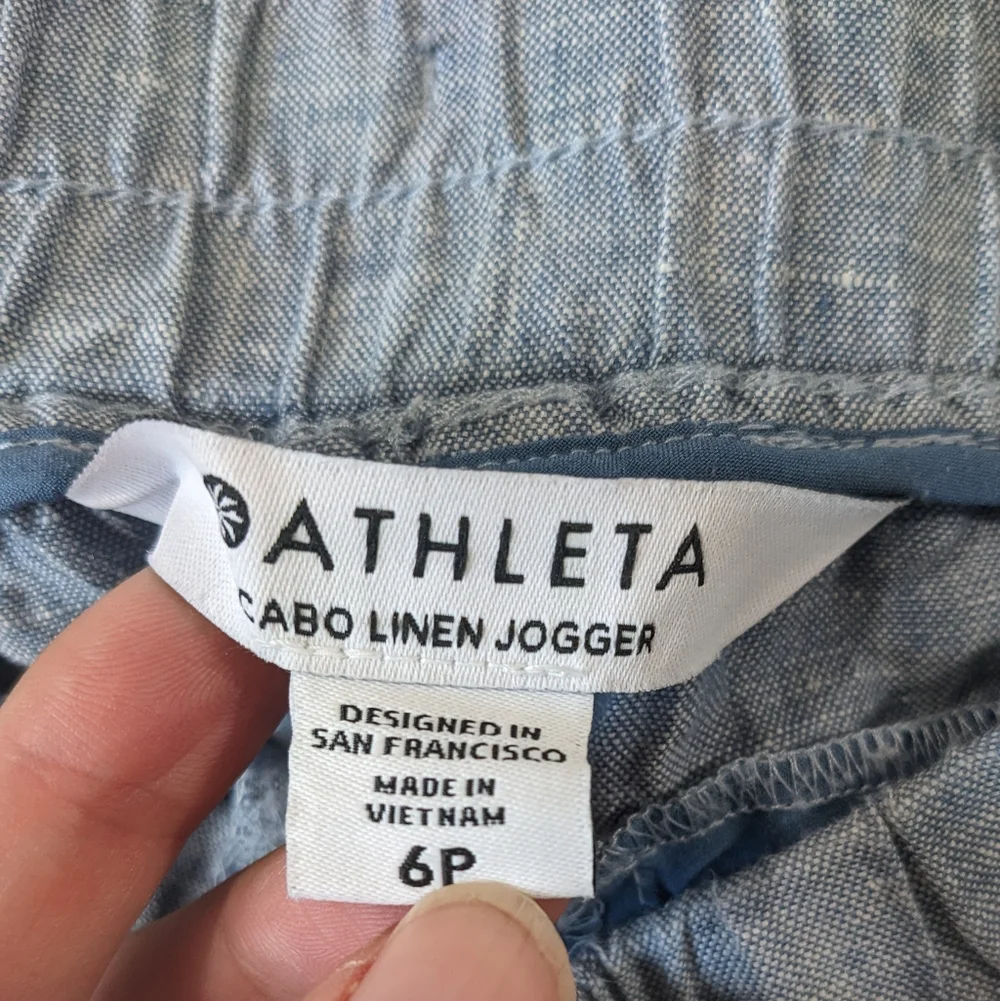 Athleta Cabo Linen Jogger Chambray Blue Size 6P - Picture 3 of 13